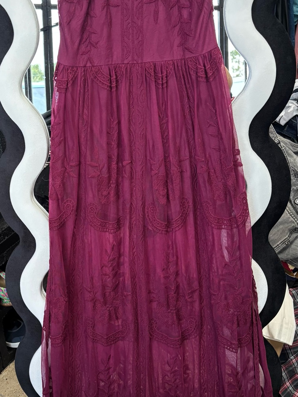 Honey Belle Deep Wine Embroidered Maxi dress